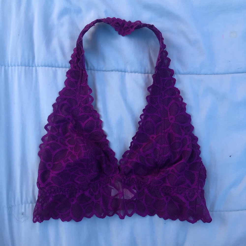 PINK Purple Lace Halter Bralette